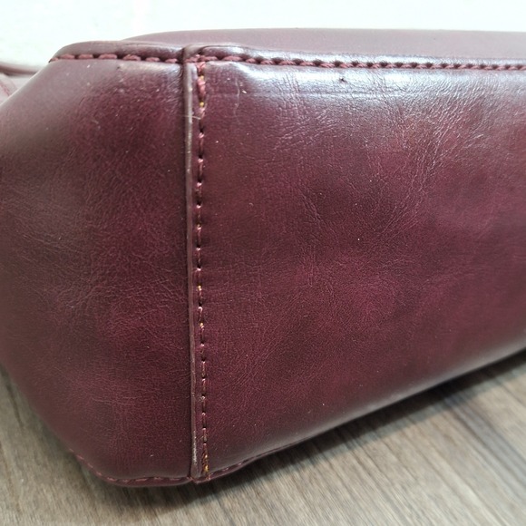 Joy Susan Burgundy Vegan Leather Crossbody Bag Faux Suede Flap Messenger Purse - Picture 13 of 15